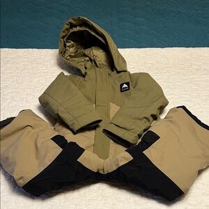 Burton Tan and green snowsuit 3T